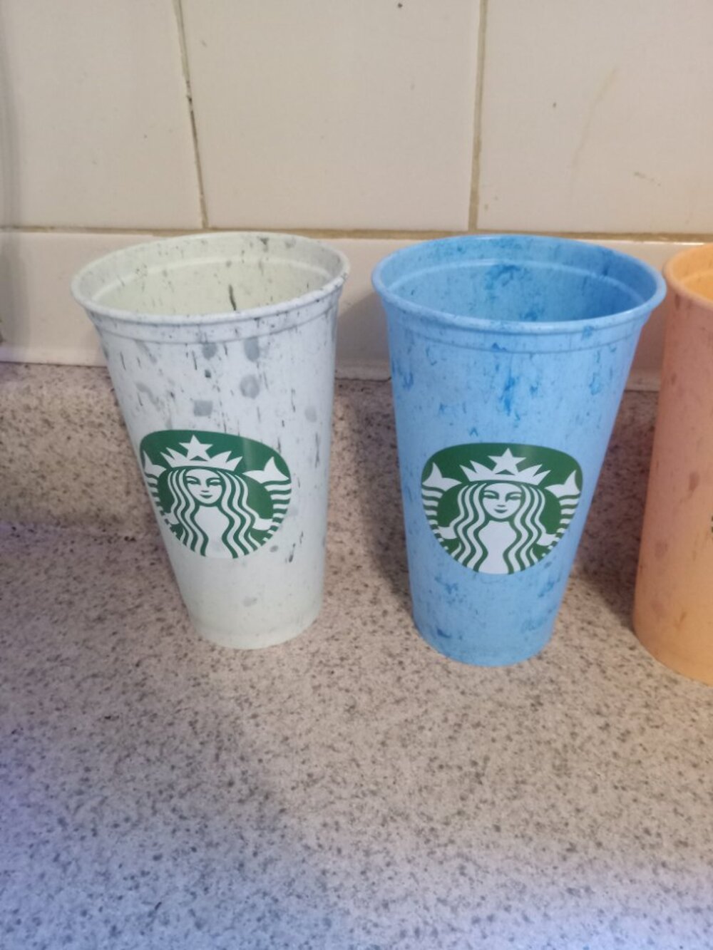 Rare Starbucks Marble Reusable Hot Cups Set of 6 NO LIDS